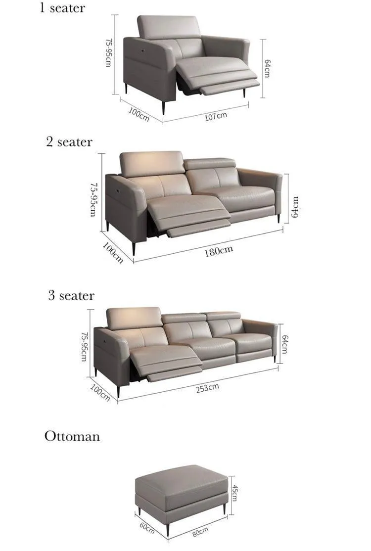 Ellie Sectional Electric Recliner Leather Sofa