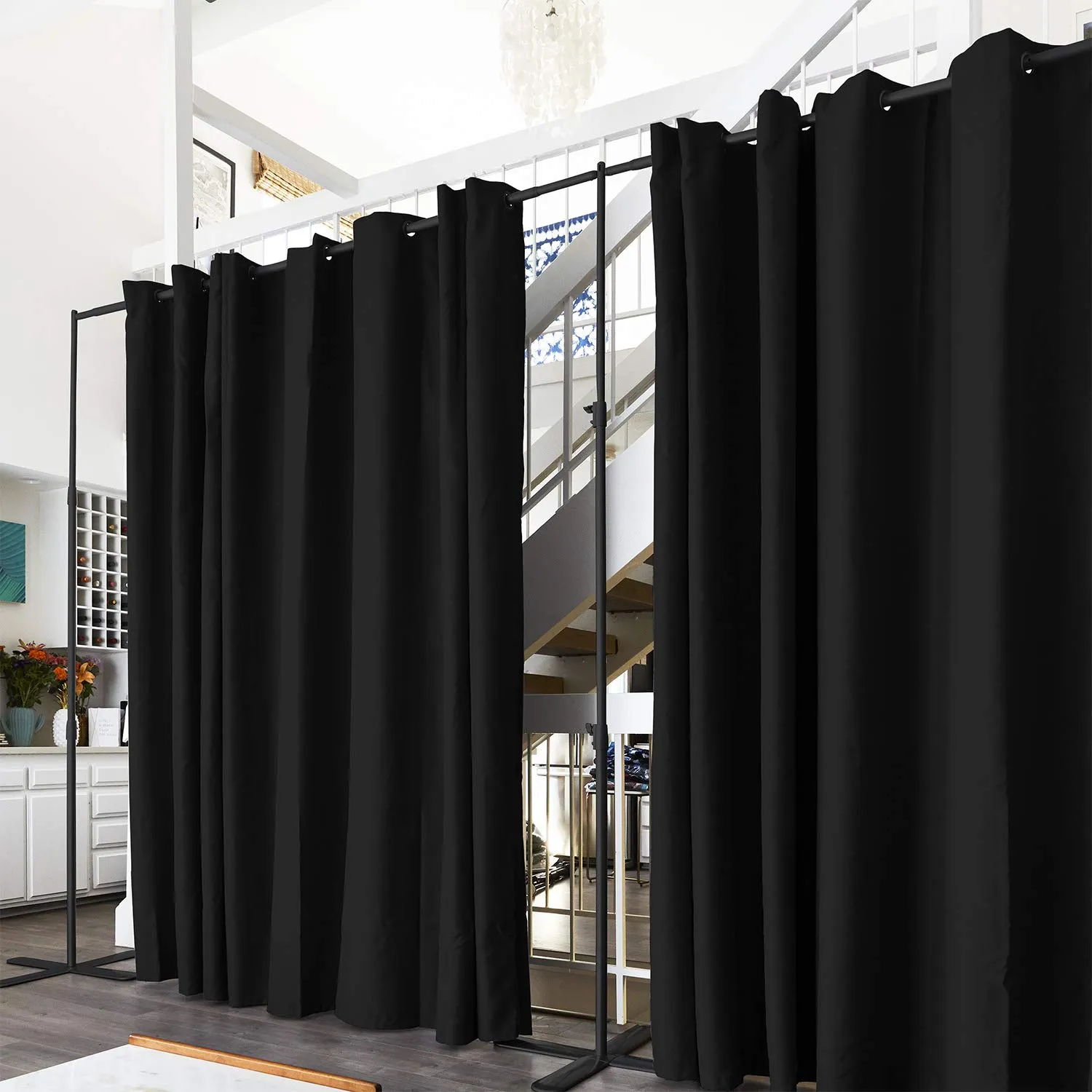 End2End Room Divider Kit - Medium A, 8ft Tall x 7ft 6in - 12ft Wide, Midnight Black (Room