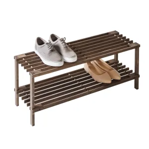 Espresso 2-Tier Wood Shoe Rack