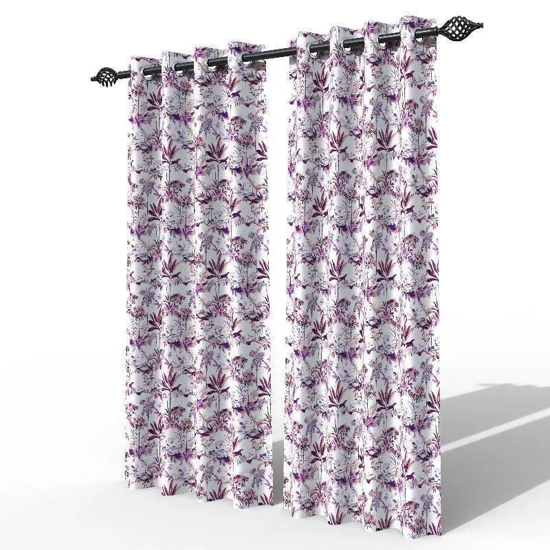 Fabrahome Light Filtering 10 Ft Rectangular Holland Fabric Curtain ( Purple )