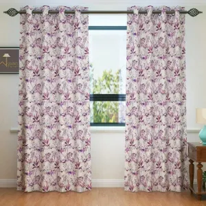 Fabrahome Light Filtering 10 Ft Rectangular Holland Fabric Curtain ( Purple )