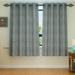 Fabrahome Light Filtering 4.5 Ft Jute Fabric Window Curtain ( Dark Grey )