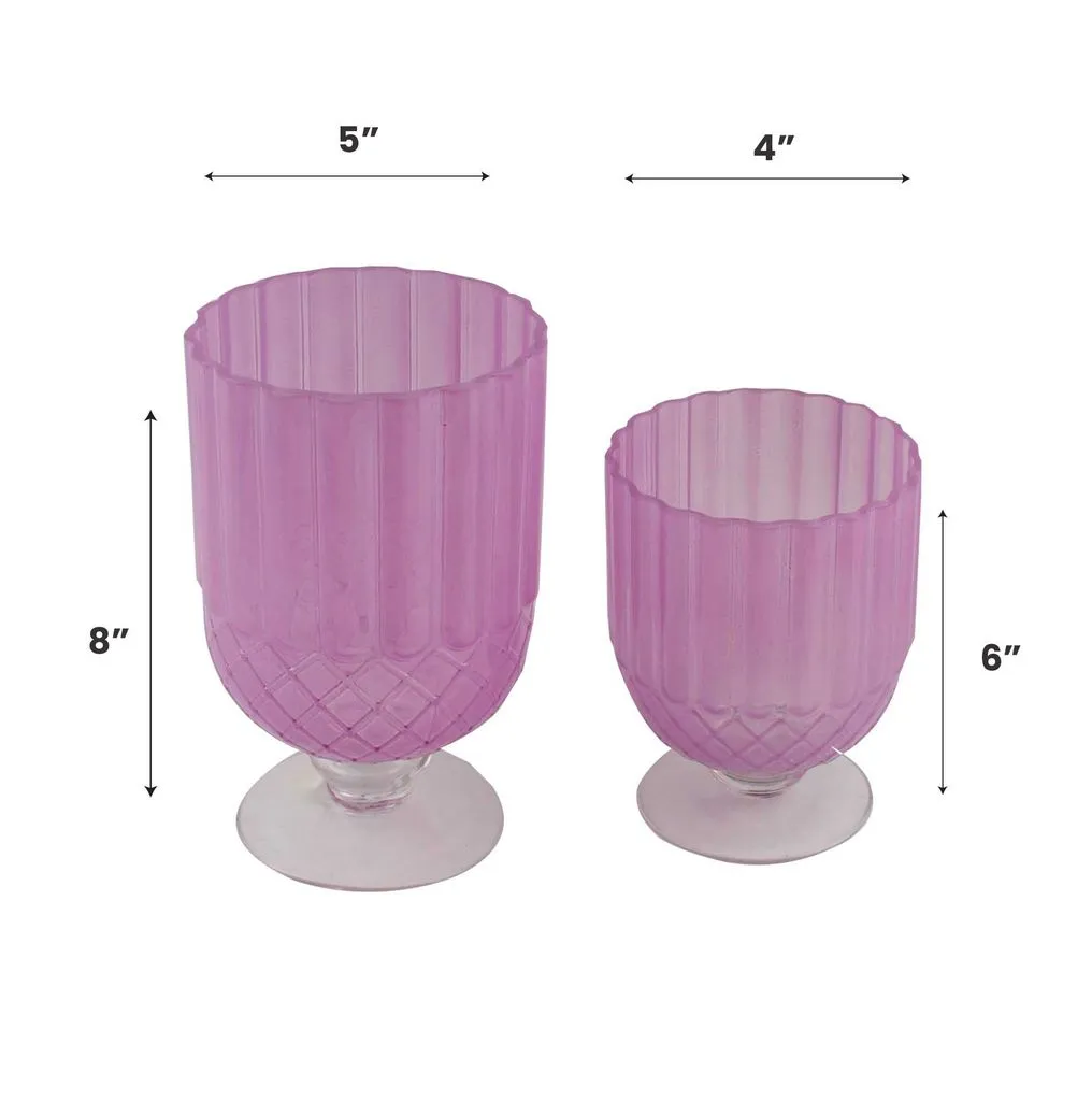 Fleurine Colored Glass Collection, Set of 2 Goblet Style Table Vases