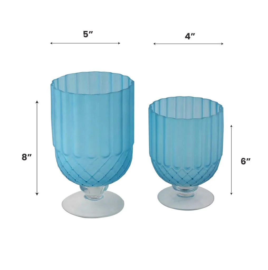 Fleurine Colored Glass Collection, Set of 2 Goblet Style Table Vases