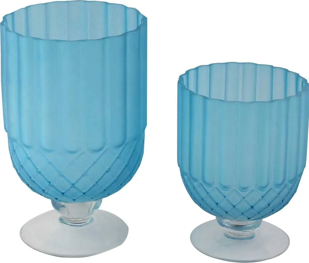 Fleurine Colored Glass Collection, Set of 2 Goblet Style Table Vases