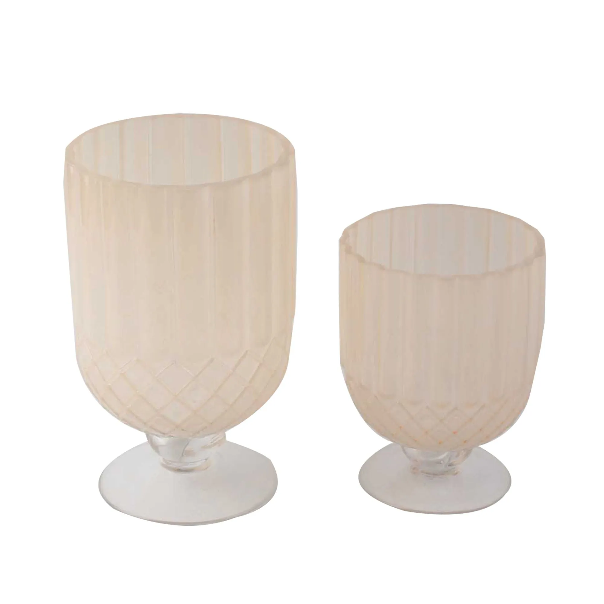 Fleurine Colored Glass Collection, Set of 2 Goblet Style Table Vases