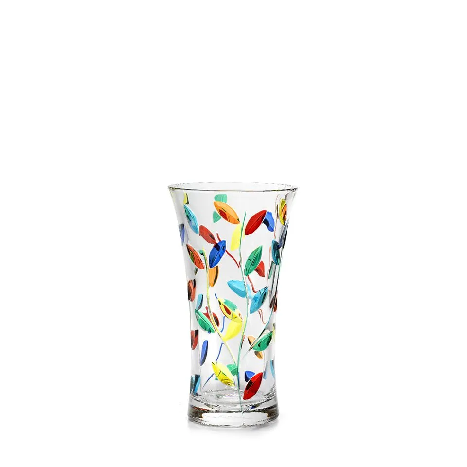 Flowervine - Tree of Life Vase 8.5", Small, Hand Painted Italian Crystal