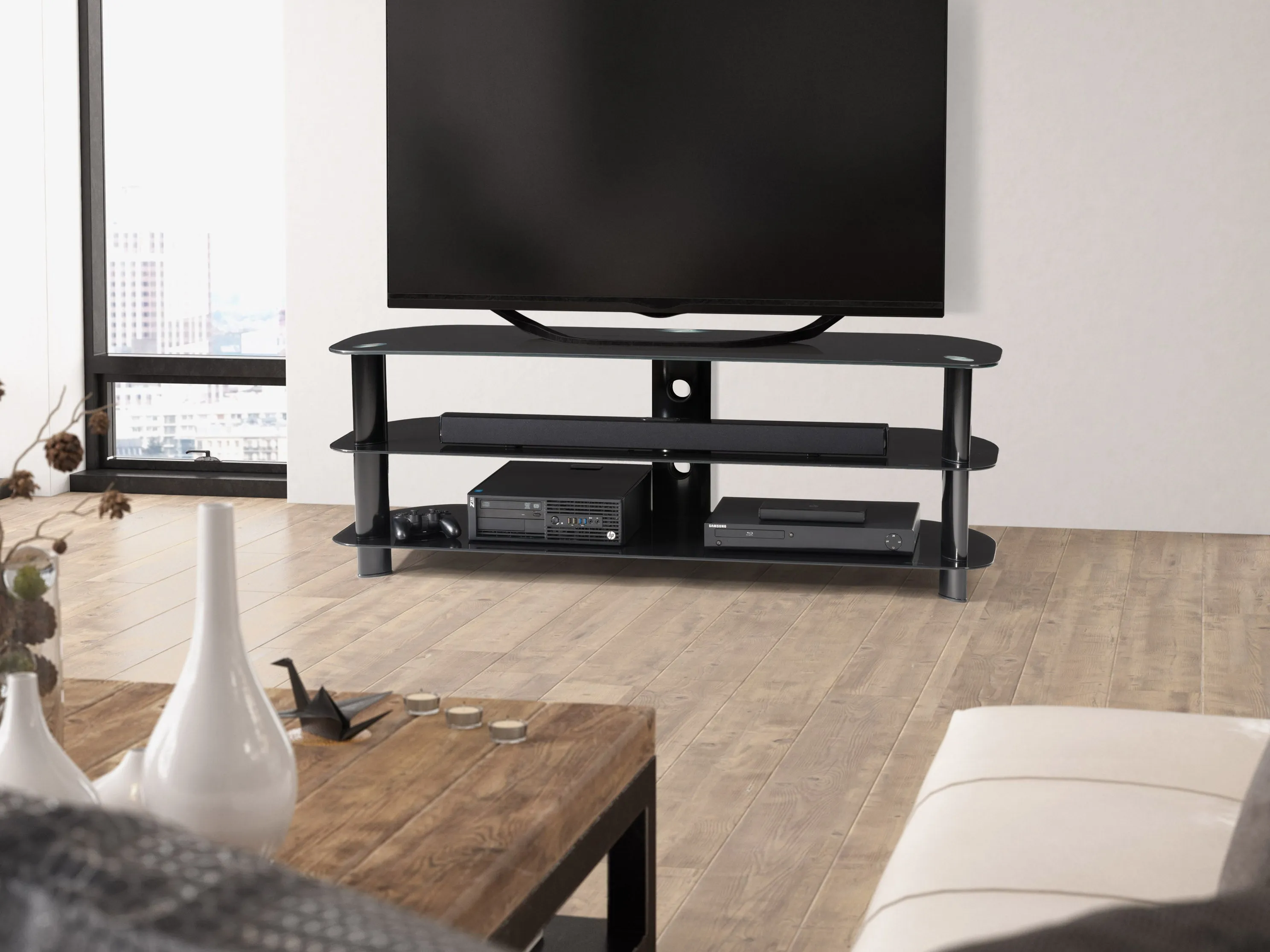 Glass TV Stand, TVs up to 65"