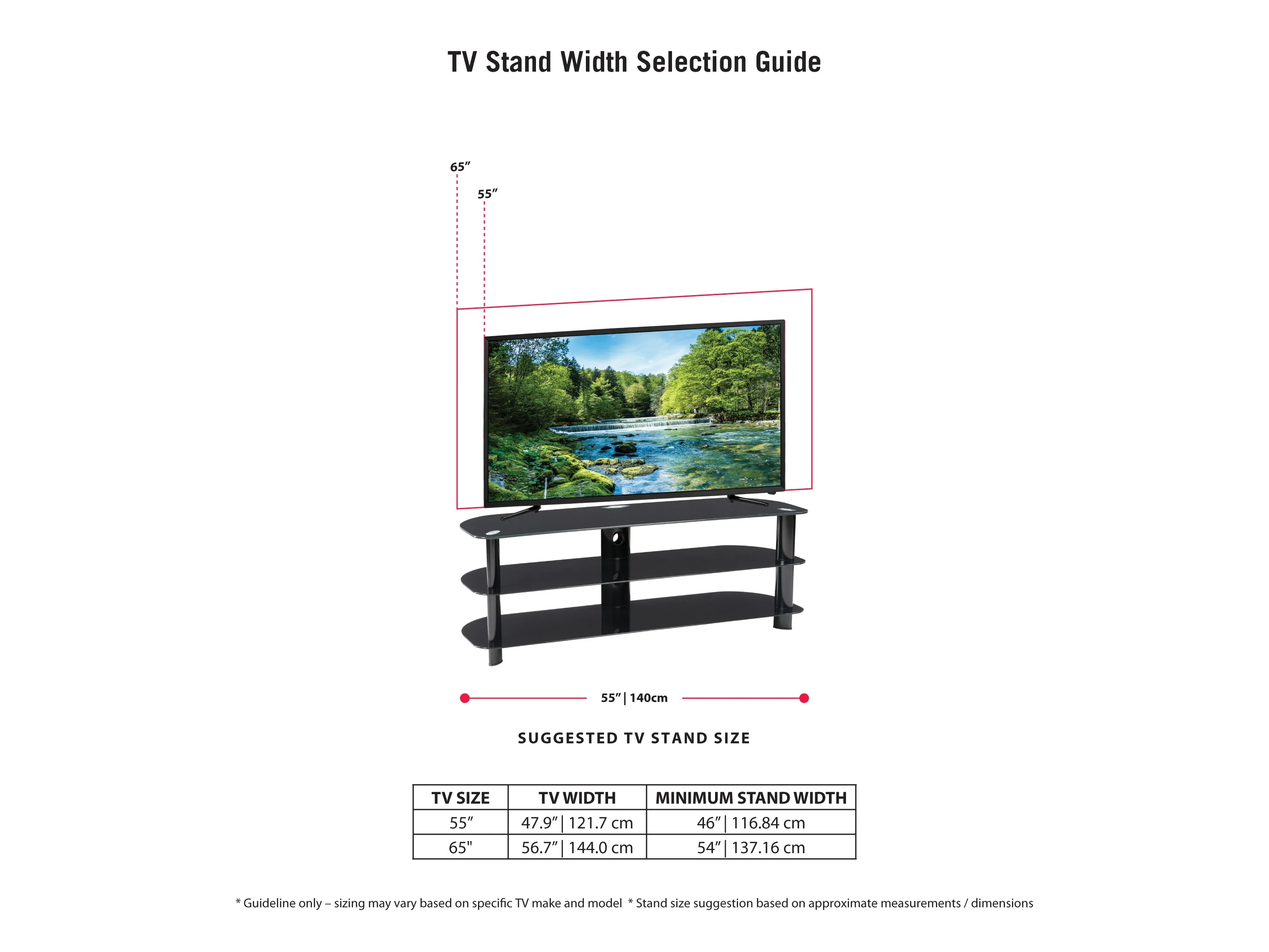 Glass TV Stand, TVs up to 65"