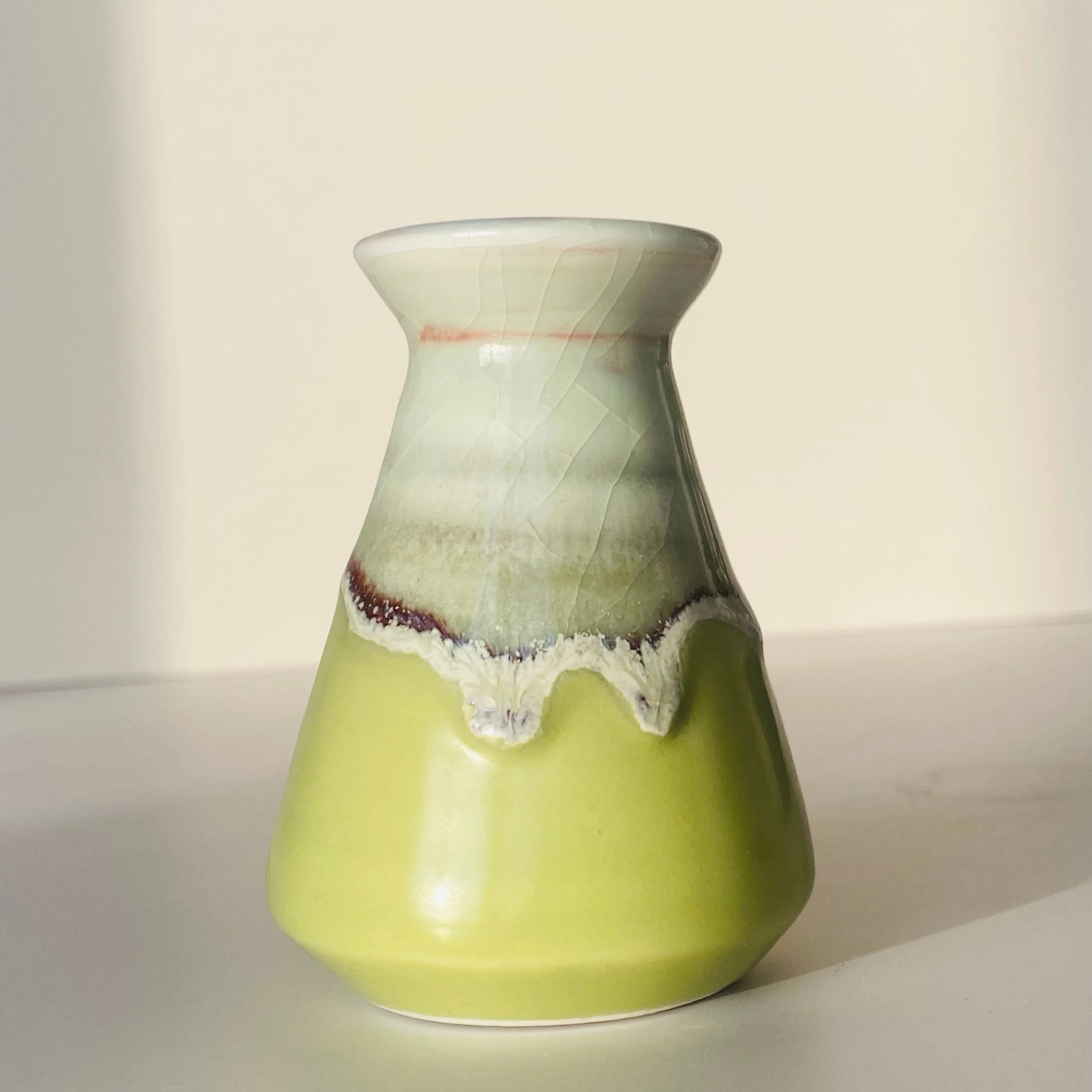 Handmade Pale Yellow Green Little Vases