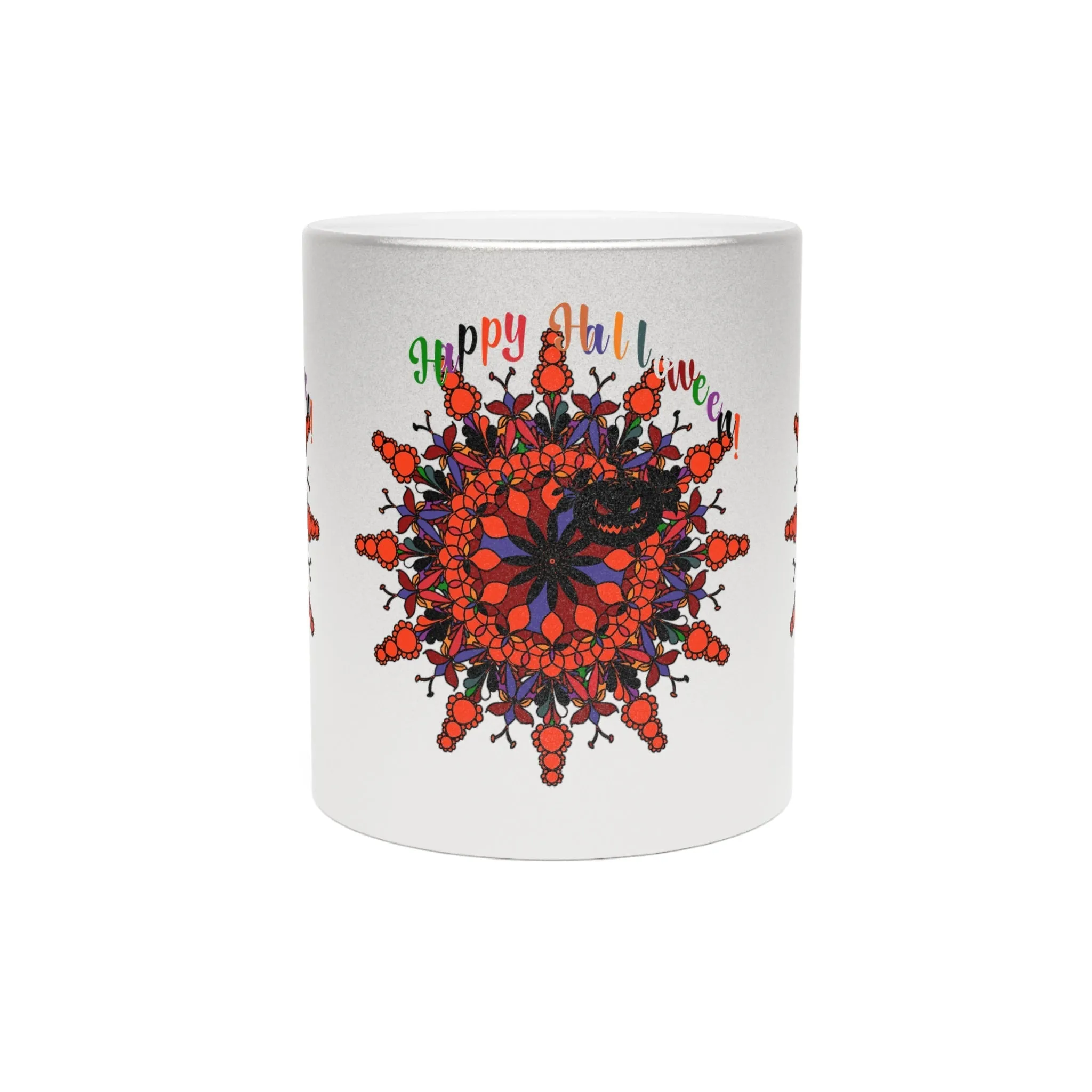 Handmade Pumpkin Mandala Metallic Mug - Mandala Design Art