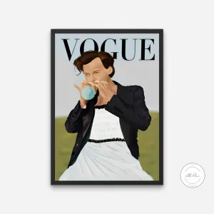 Harry Styles Magazine Cover PRINTABLE ART, Vogue Harry Styles Illustration Art, Vogue Wall Art, Harry Styles Vogue Print, Music Fan Art