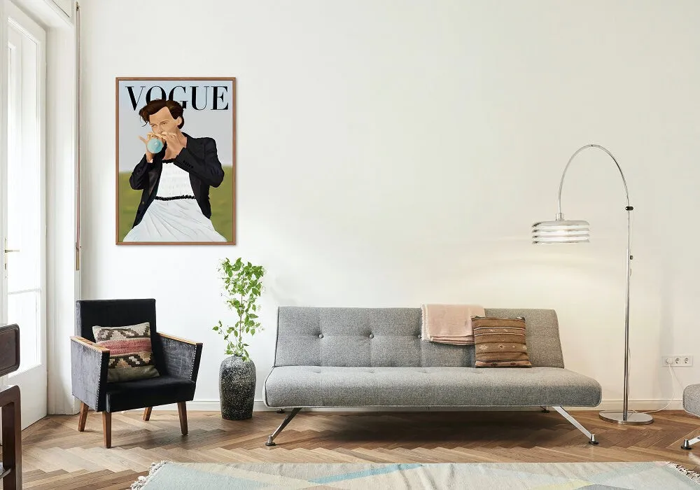 Harry Styles Magazine Cover PRINTABLE ART, Vogue Harry Styles Illustration Art, Vogue Wall Art, Harry Styles Vogue Print, Music Fan Art