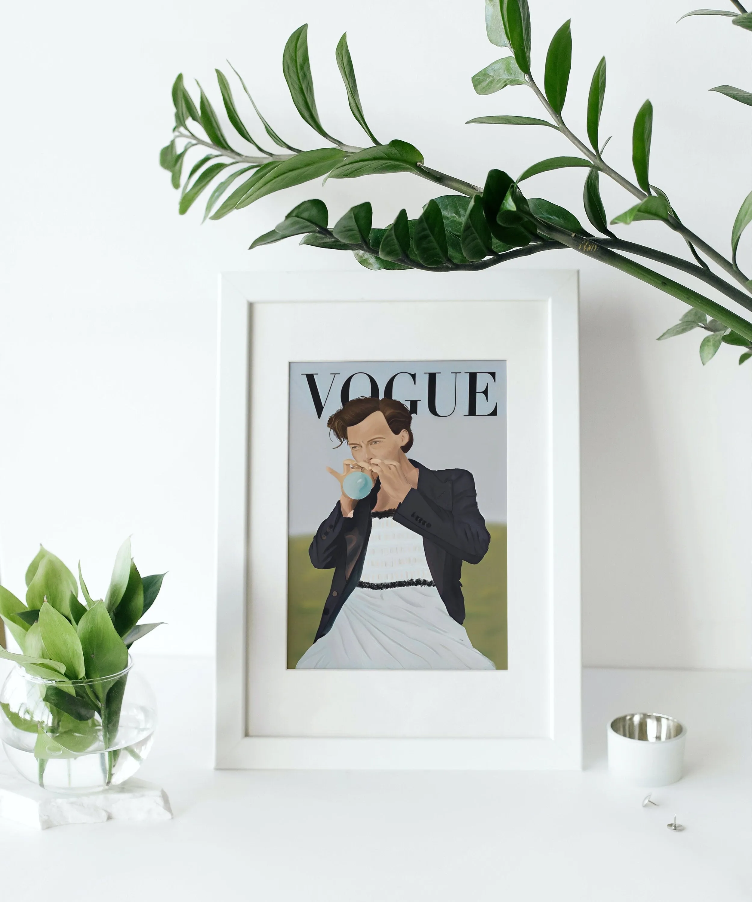 Harry Styles Magazine Cover PRINTABLE ART, Vogue Harry Styles Illustration Art, Vogue Wall Art, Harry Styles Vogue Print, Music Fan Art