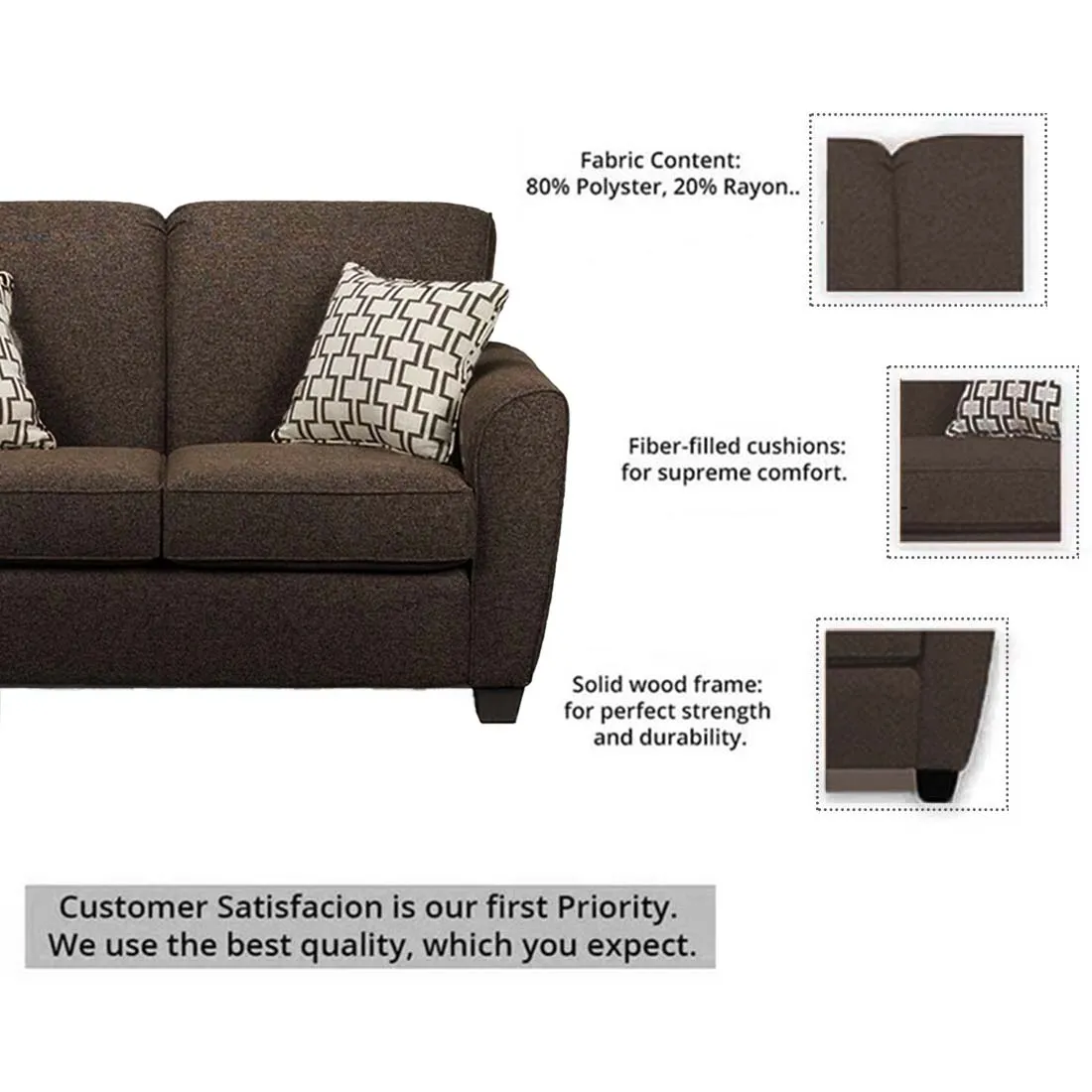 Holden 3 Seater L Shape Sofa With Ottoman For Living Room