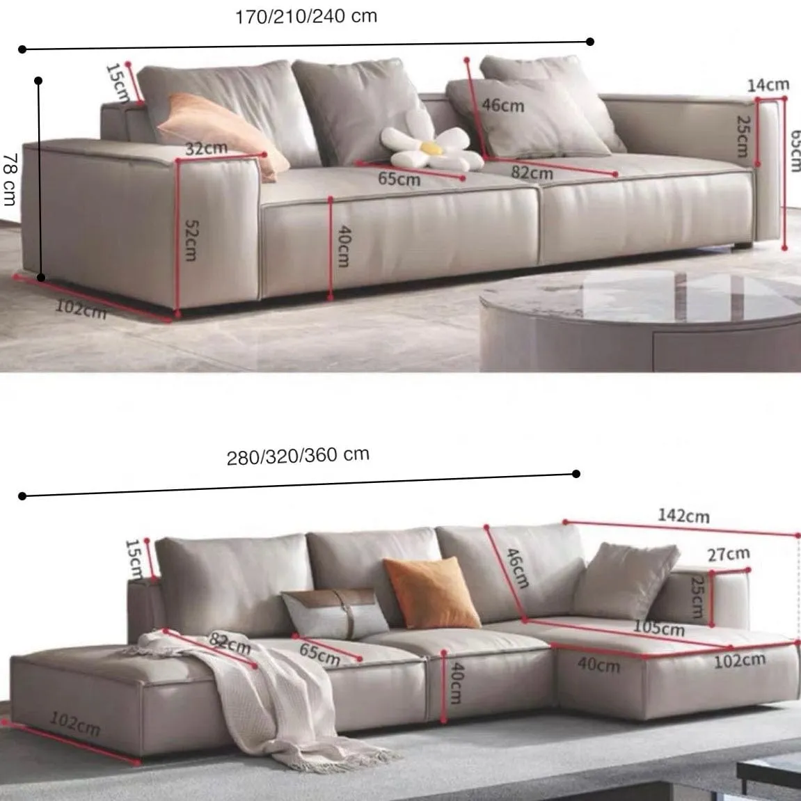 Jonathan Scratch Resistant Sectional Leather Sofa