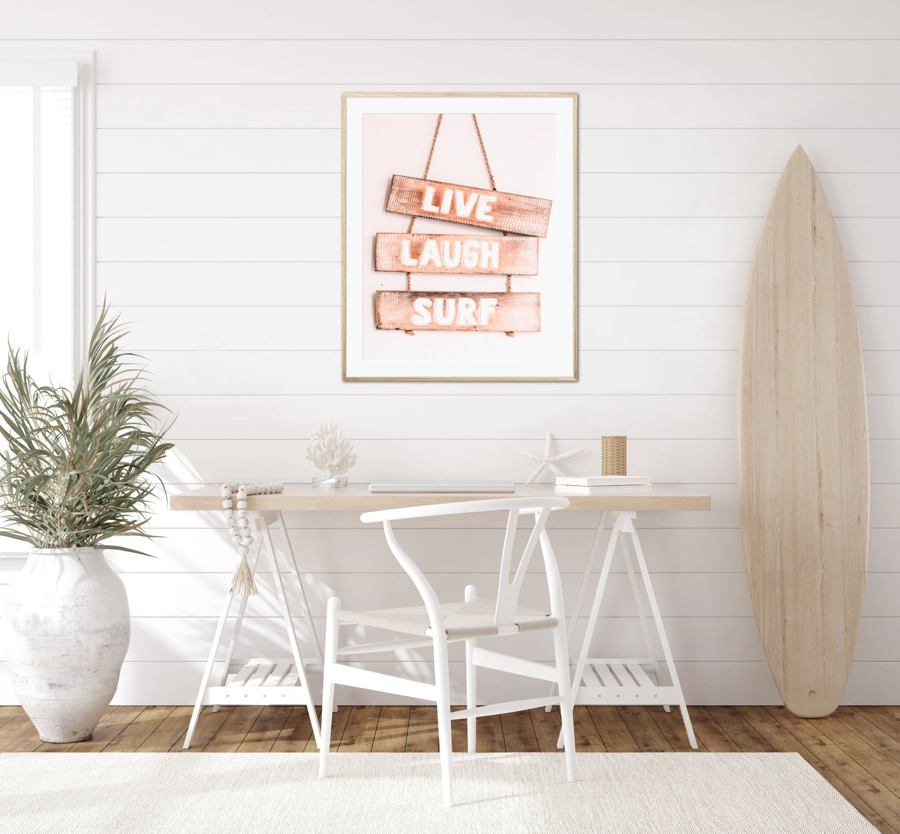 Live Laugh Surf Poster INSTANT DOWNLOAD Art Print, Surf Wall Art, Coastal Wall Decor, Beach House Decor, Inspirational Wall Art