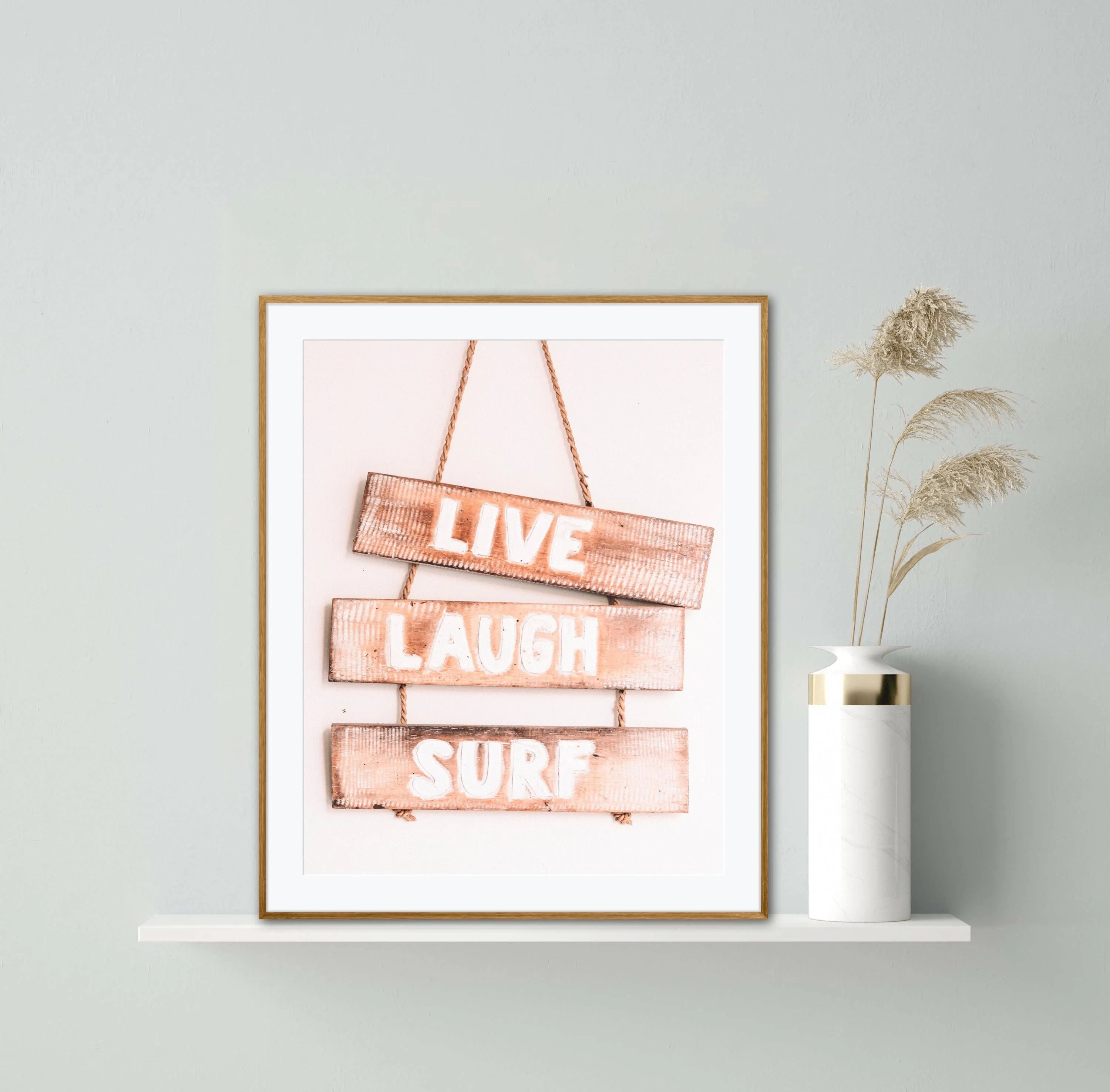 Live Laugh Surf Poster INSTANT DOWNLOAD Art Print, Surf Wall Art, Coastal Wall Decor, Beach House Decor, Inspirational Wall Art