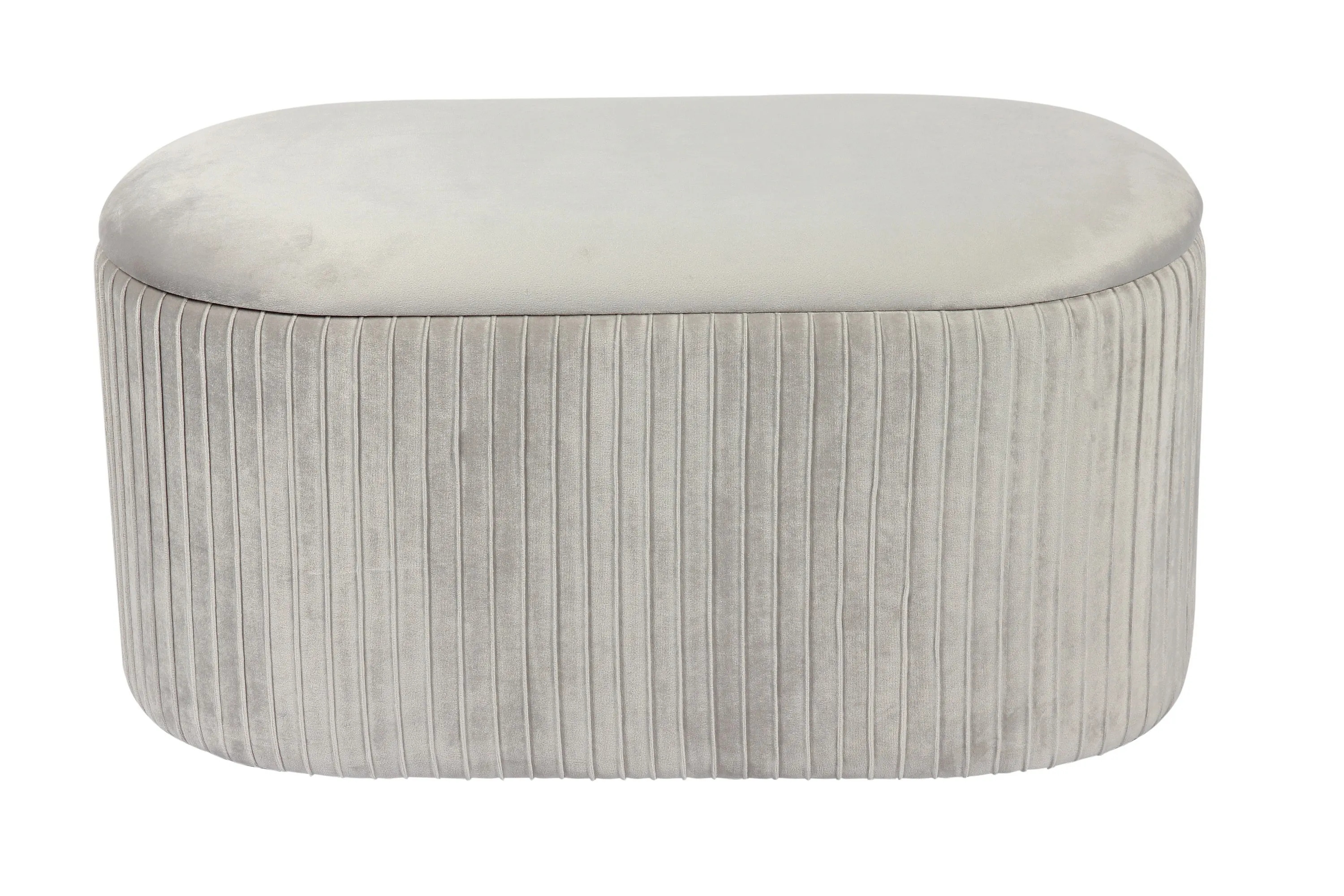 Lola Velvet Storage Ottoman , Grey,Large