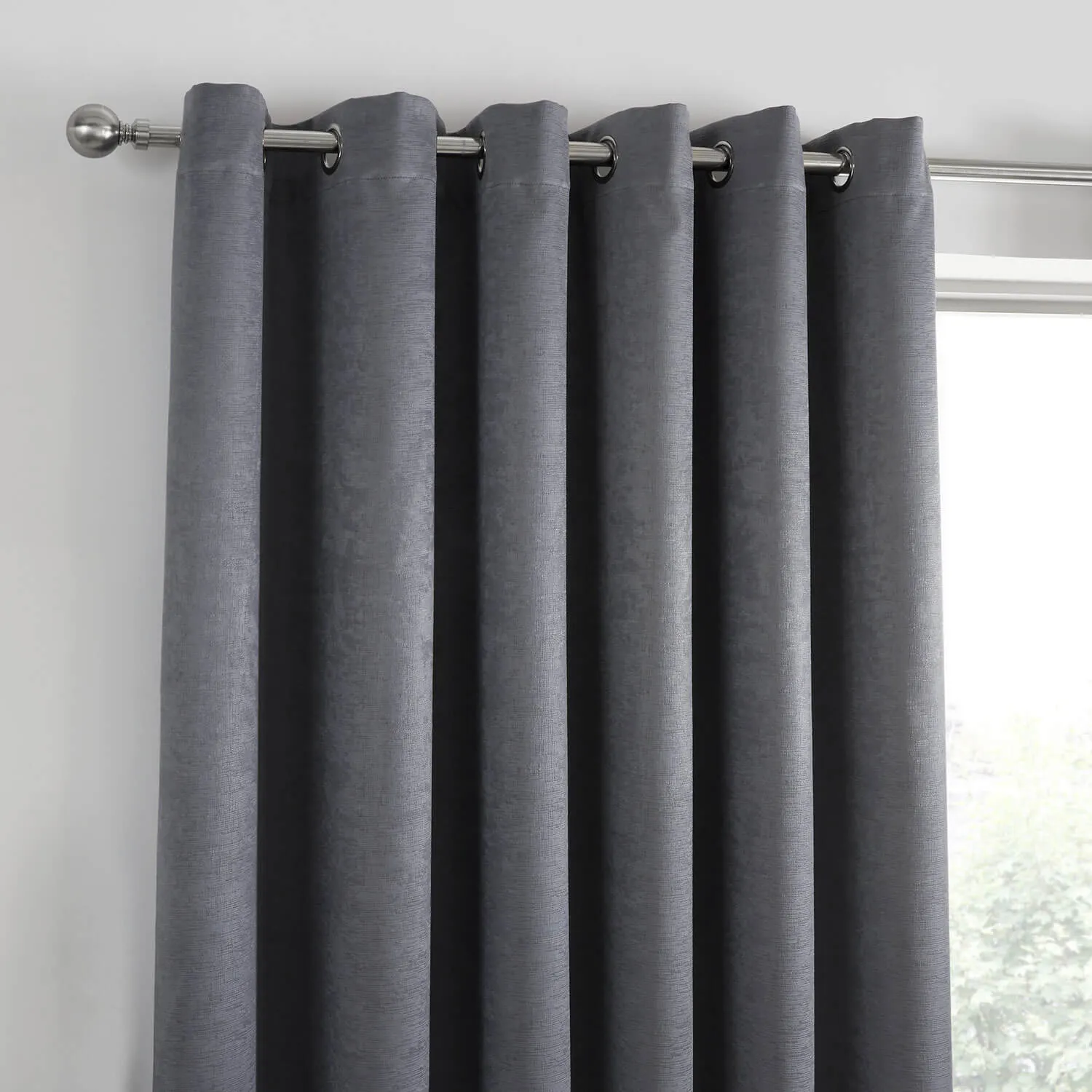 Luna Dim Out Eyelet Curtains - Grey - 90x72