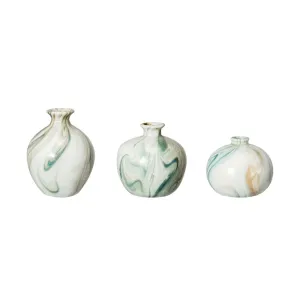 Marbled Pale Green Bud Vases