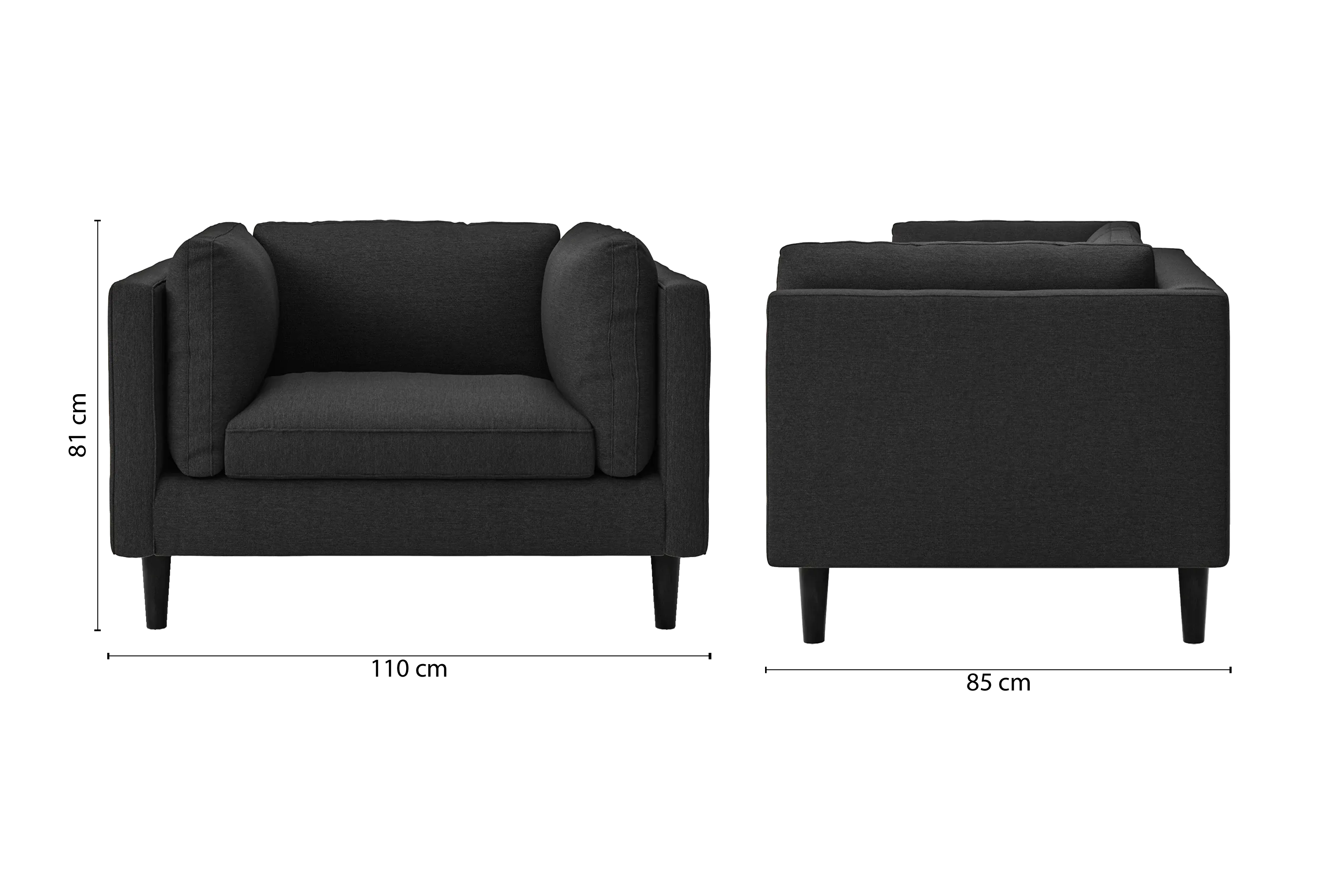 Matera Armchair Black Linen Fabric