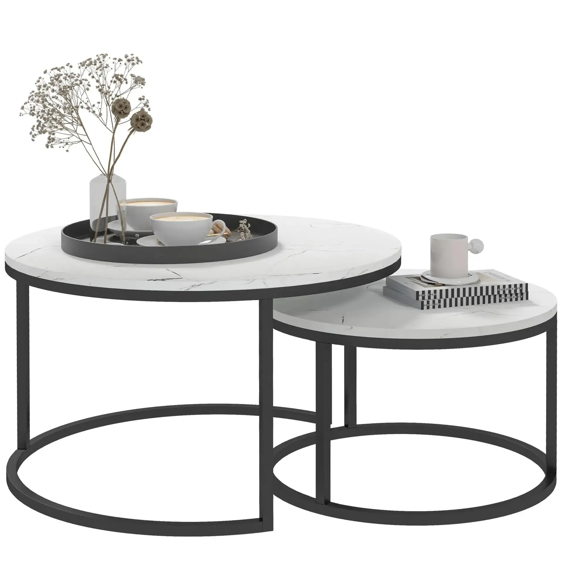 Modern Nesting Coffee Tables (Set of 2) - Available in 3 Colours