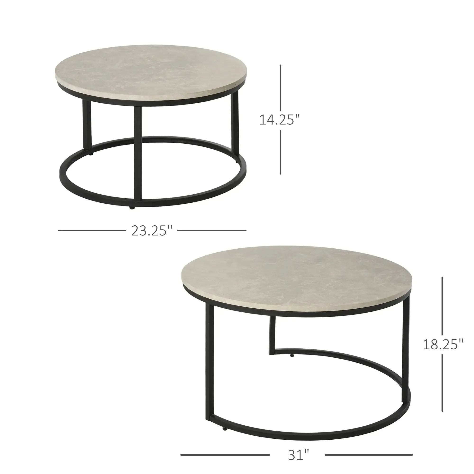 Modern Nesting Coffee Tables (Set of 2) - Available in 3 Colours