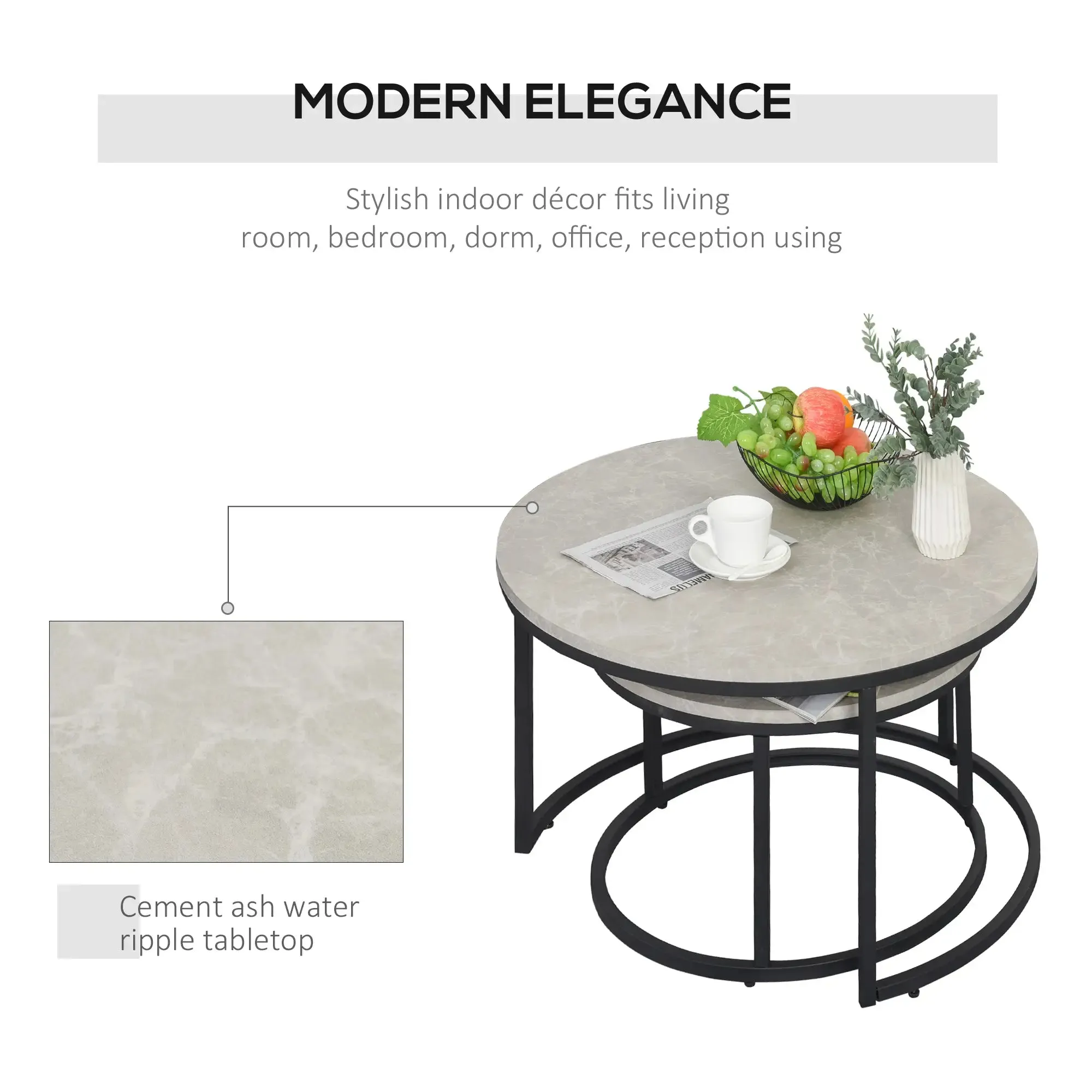 Modern Nesting Coffee Tables (Set of 2) - Available in 3 Colours