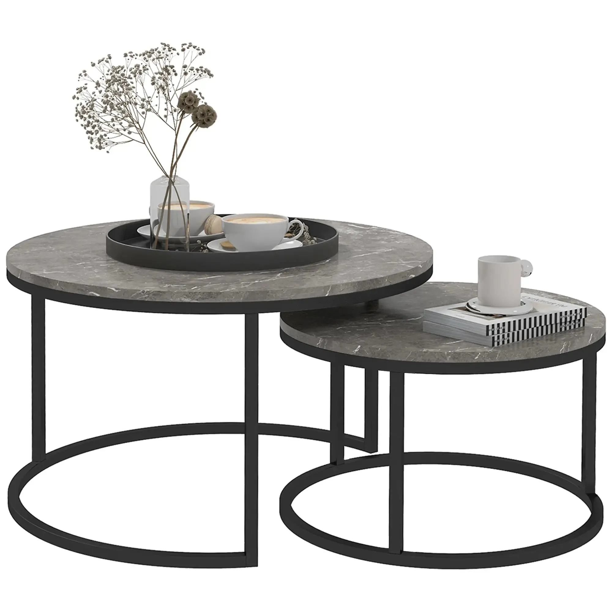 Modern Nesting Coffee Tables (Set of 2) - Available in 3 Colours