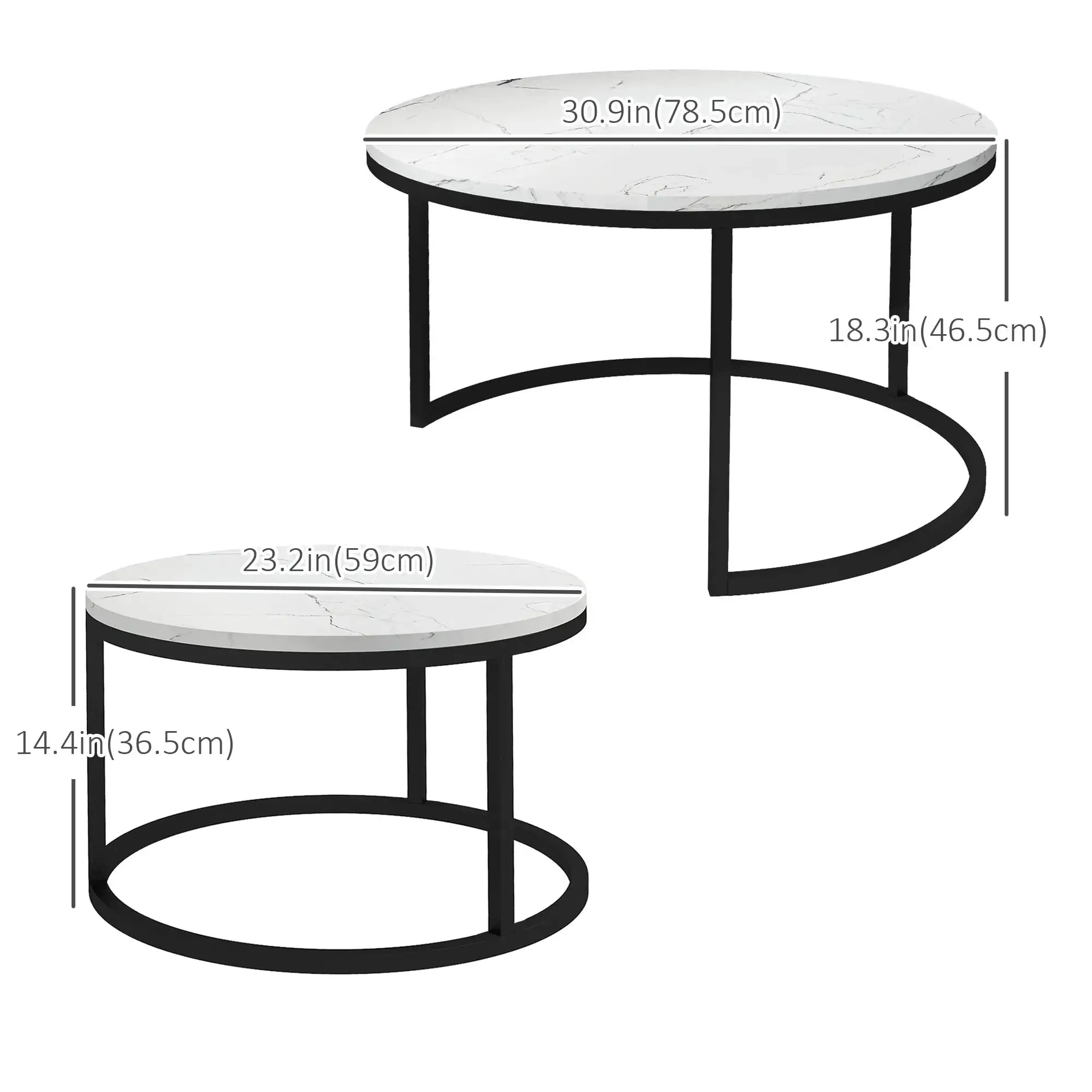 Modern Nesting Coffee Tables (Set of 2) - Available in 3 Colours