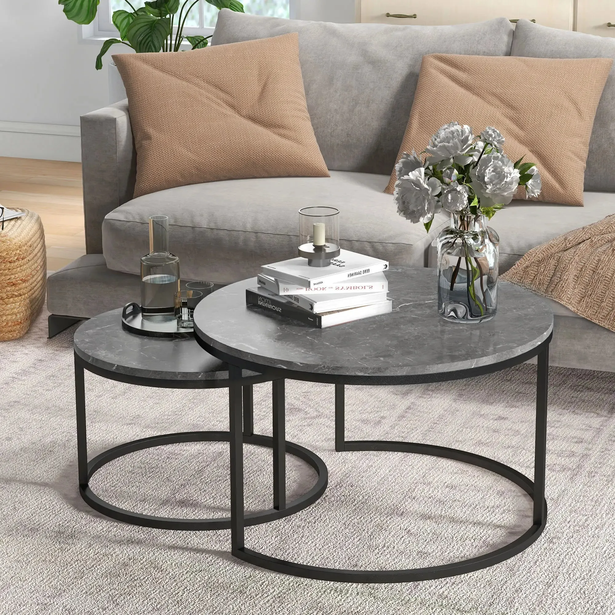 Modern Nesting Coffee Tables (Set of 2) - Available in 3 Colours