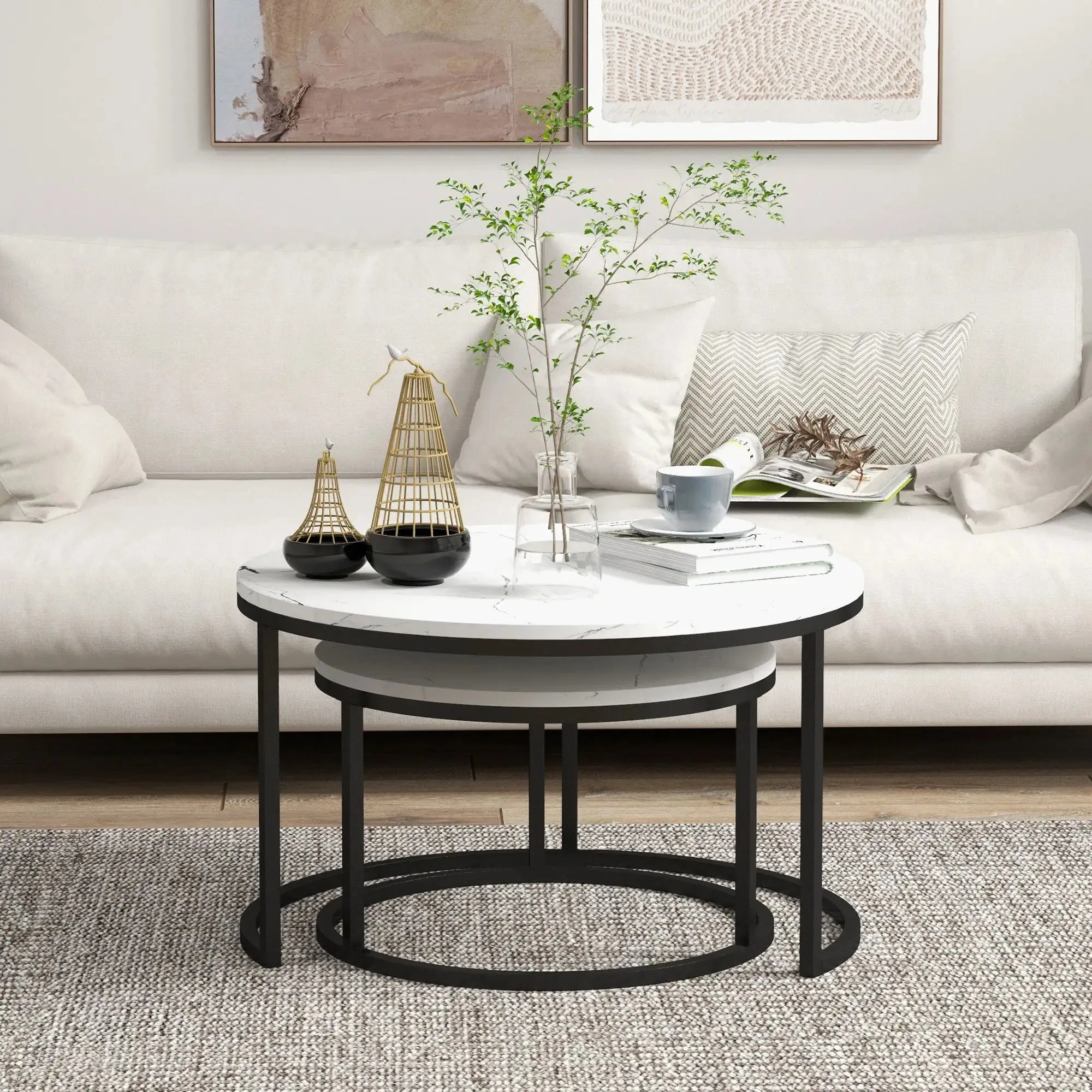 Modern Nesting Coffee Tables (Set of 2) - Available in 3 Colours