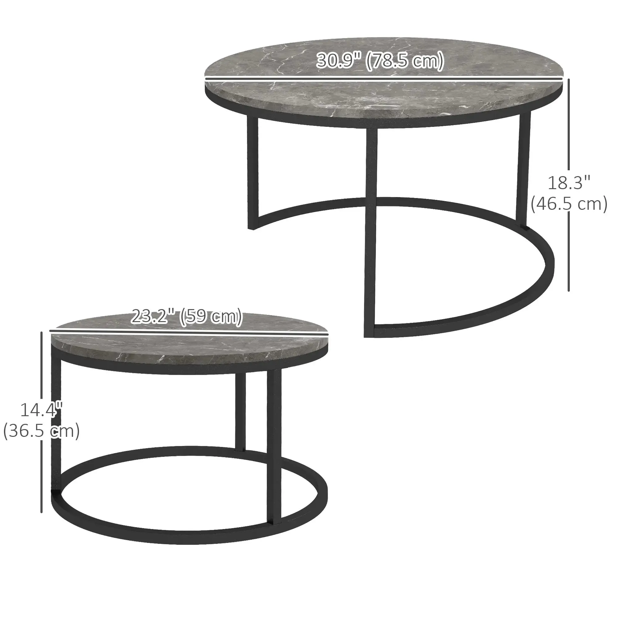 Modern Nesting Coffee Tables (Set of 2) - Available in 3 Colours