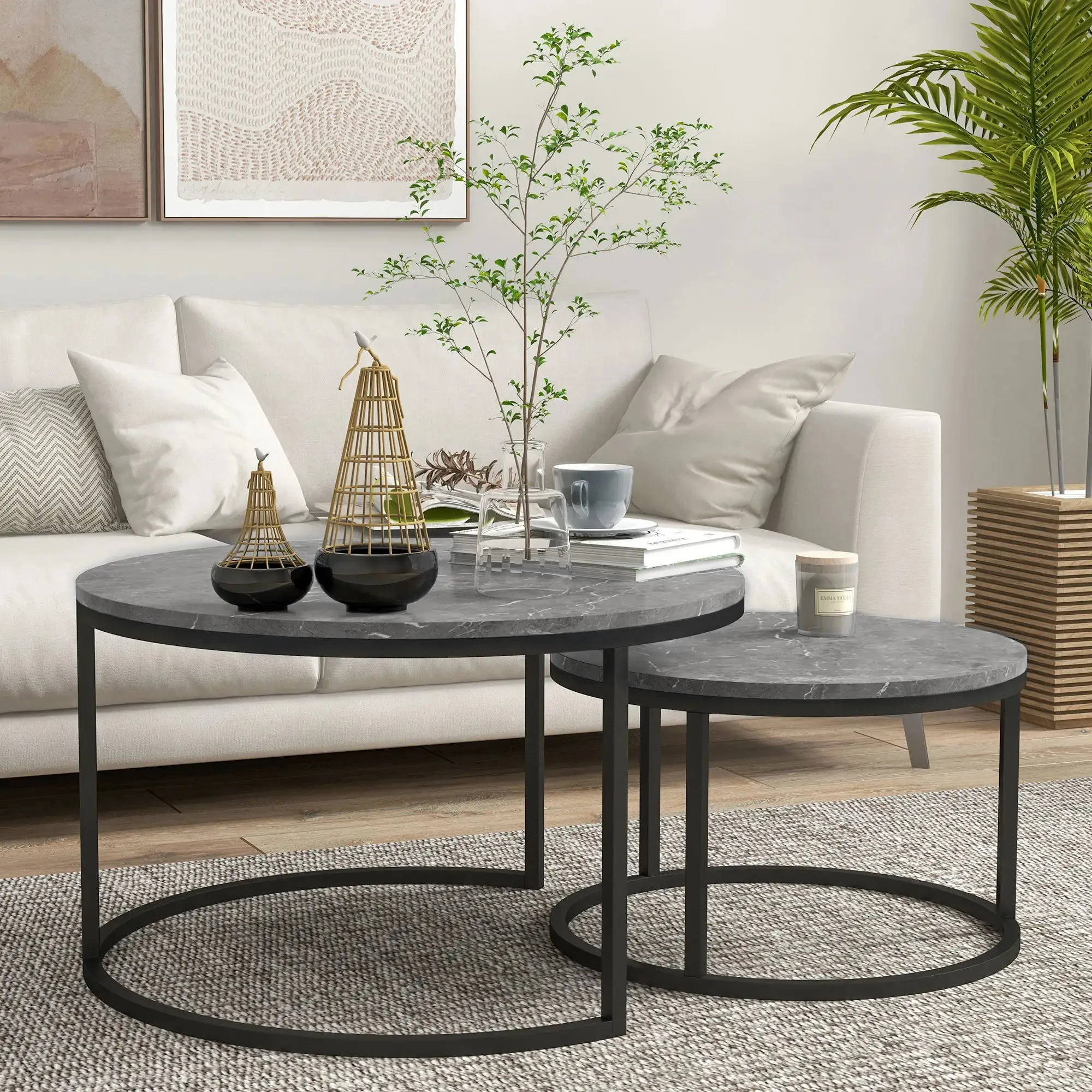 Modern Nesting Coffee Tables (Set of 2) - Available in 3 Colours