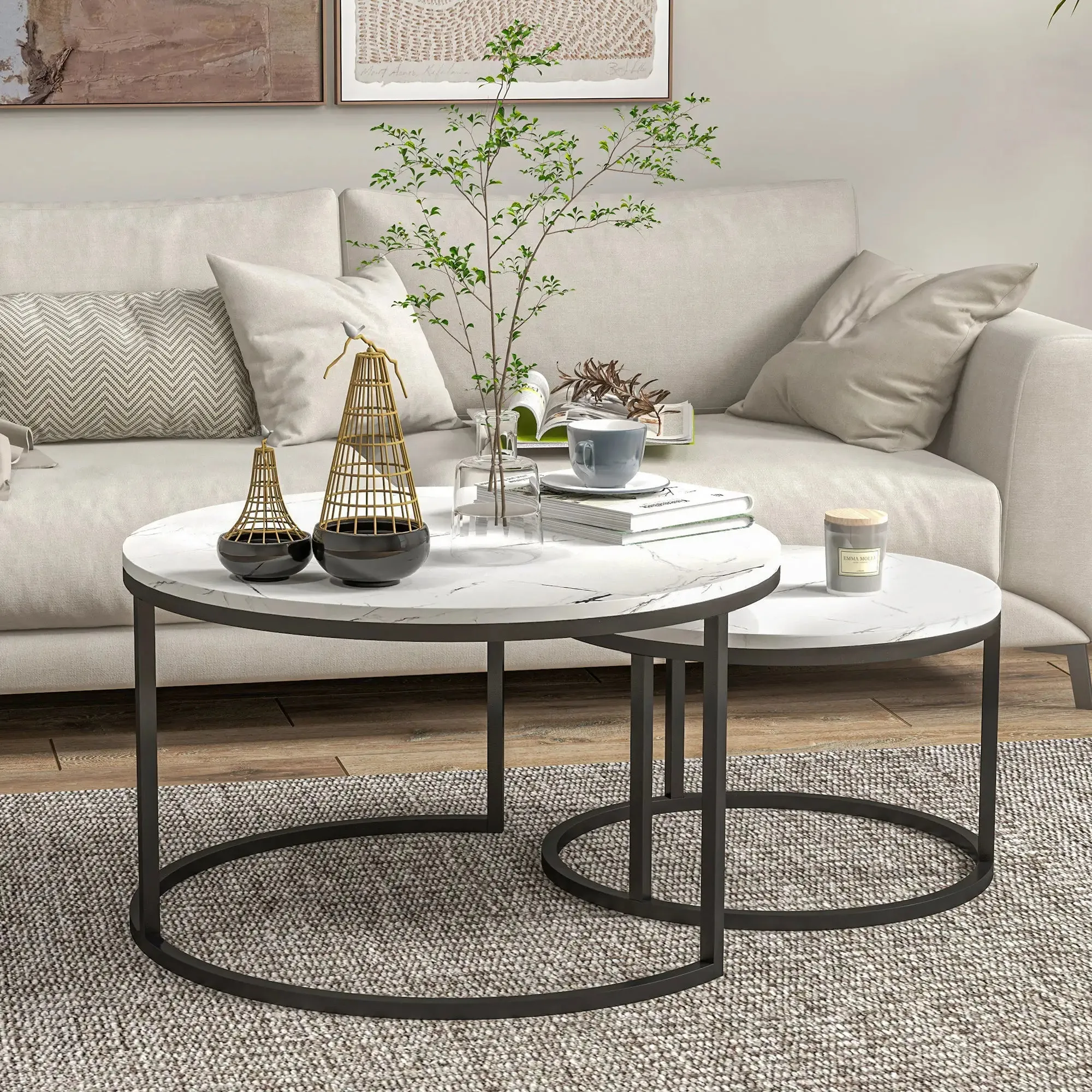 Modern Nesting Coffee Tables (Set of 2) - Available in 3 Colours