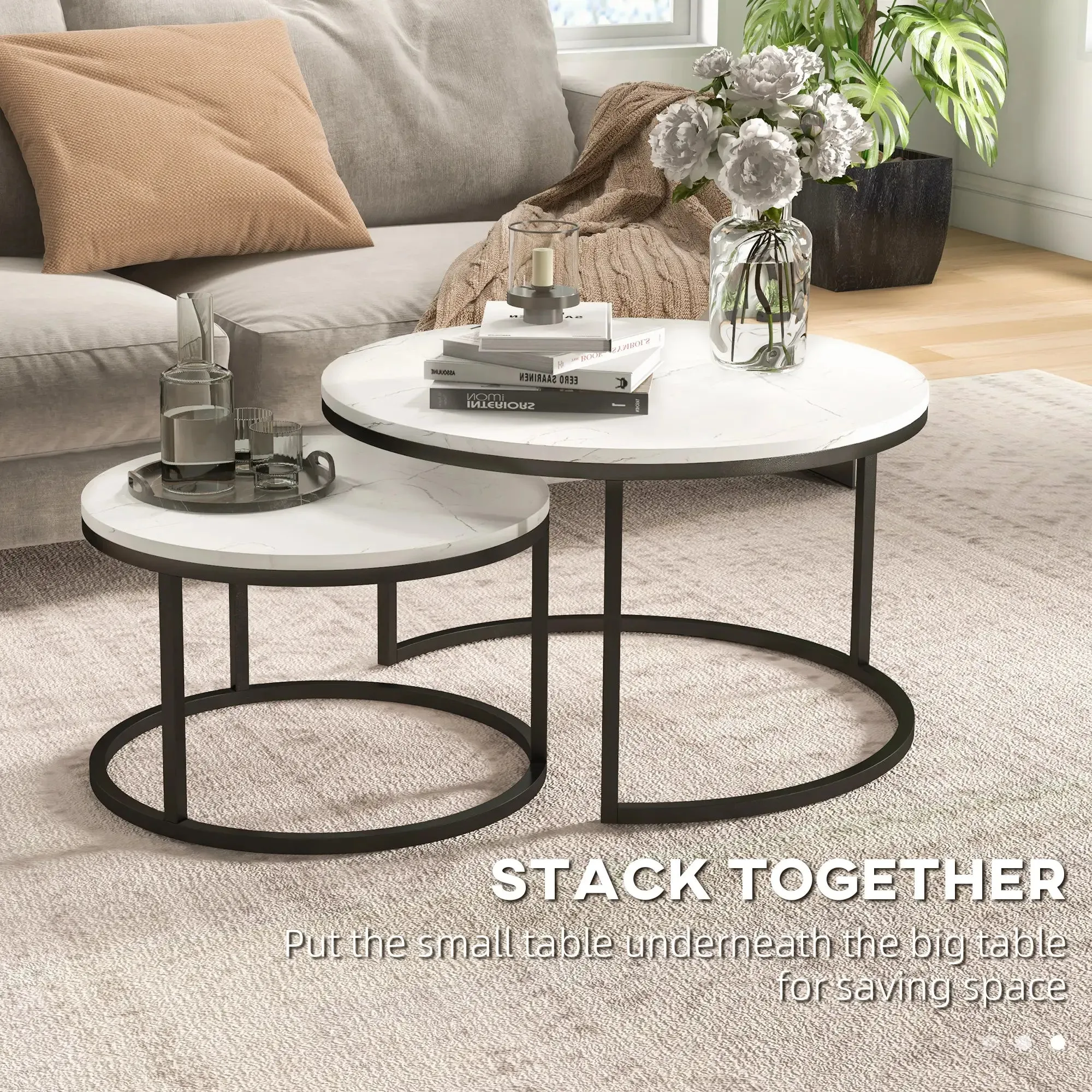 Modern Nesting Coffee Tables (Set of 2) - Available in 3 Colours