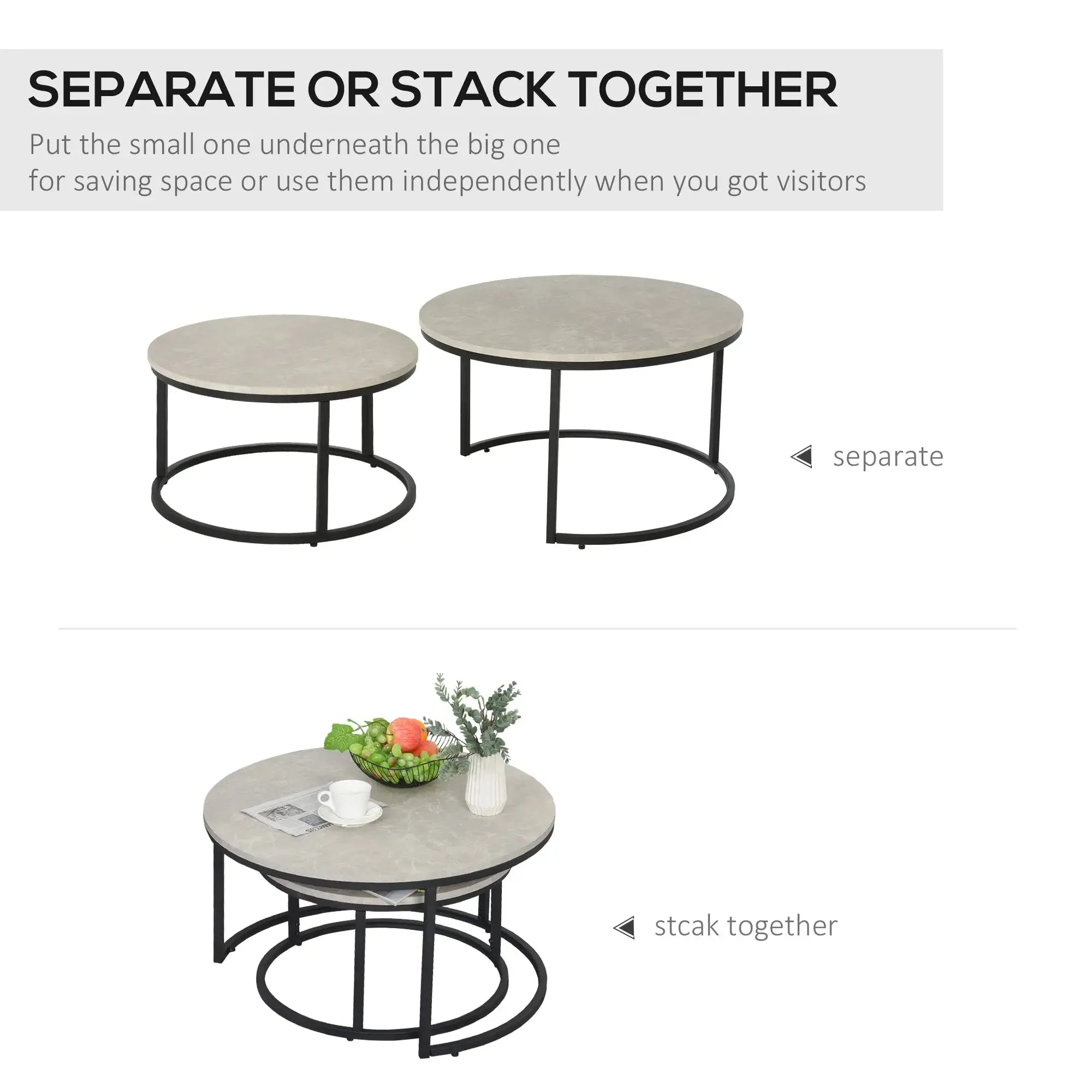 Modern Nesting Coffee Tables (Set of 2) - Available in 3 Colours