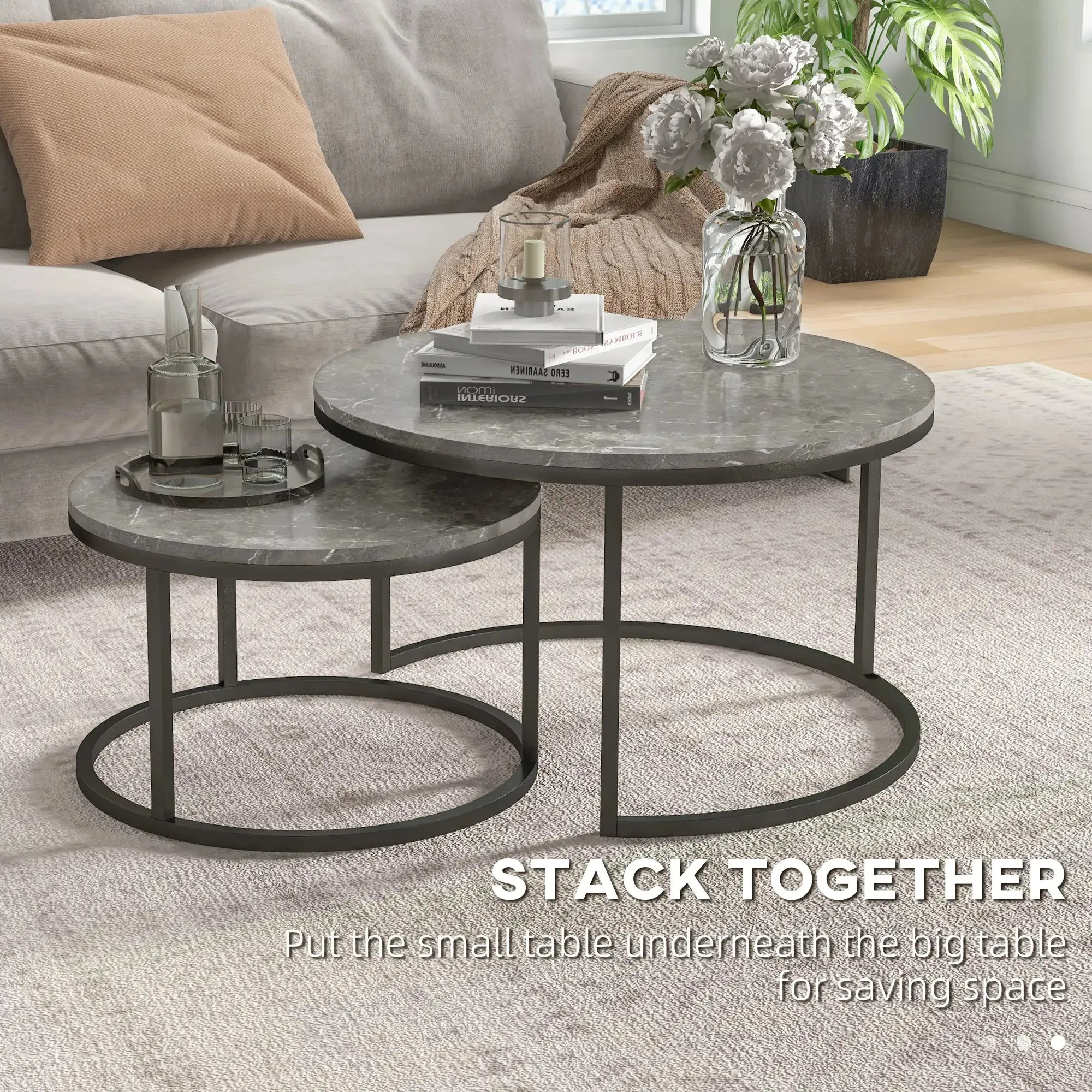 Modern Nesting Coffee Tables (Set of 2) - Available in 3 Colours