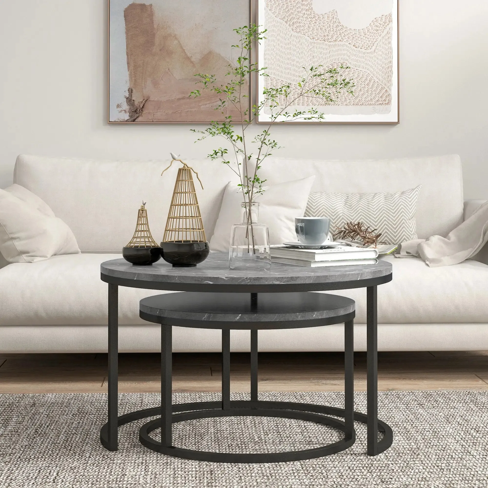 Modern Nesting Coffee Tables (Set of 2) - Available in 3 Colours