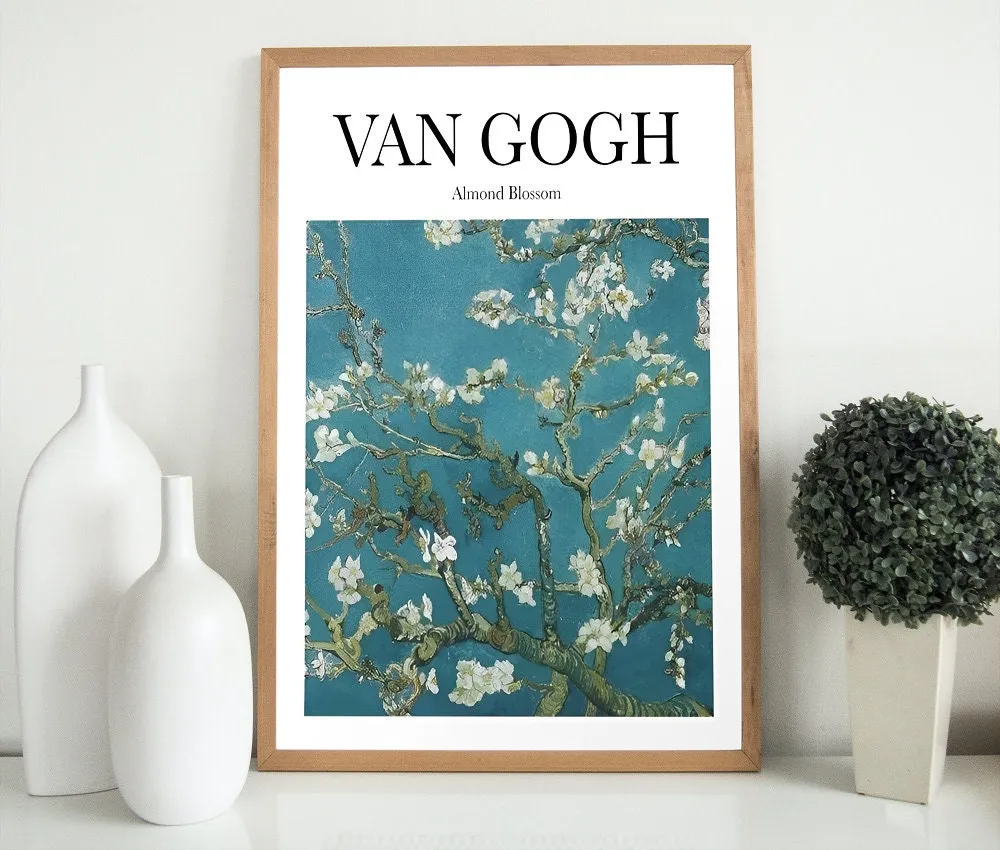 Monet Van Gogh Set Of 2 PRINTABLE ART, Museum Poster Prints, Almond Blossom Water Lilies, Monet Exhibition Poster, Van Gogh Print, Botanical Wall Art