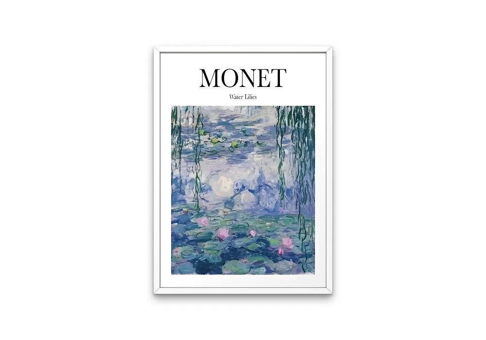 Monet Van Gogh Set Of 2 PRINTABLE ART, Museum Poster Prints, Almond Blossom Water Lilies, Monet Exhibition Poster, Van Gogh Print, Botanical Wall Art