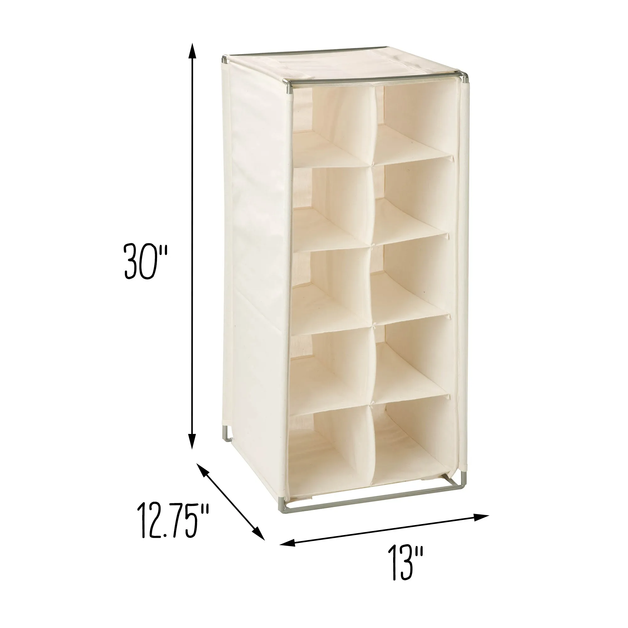 Natural 10-Pair Canvas Shoe Rack