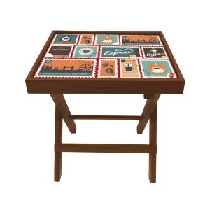 Nutcase Multicolor Designer Teak Wood Side Table