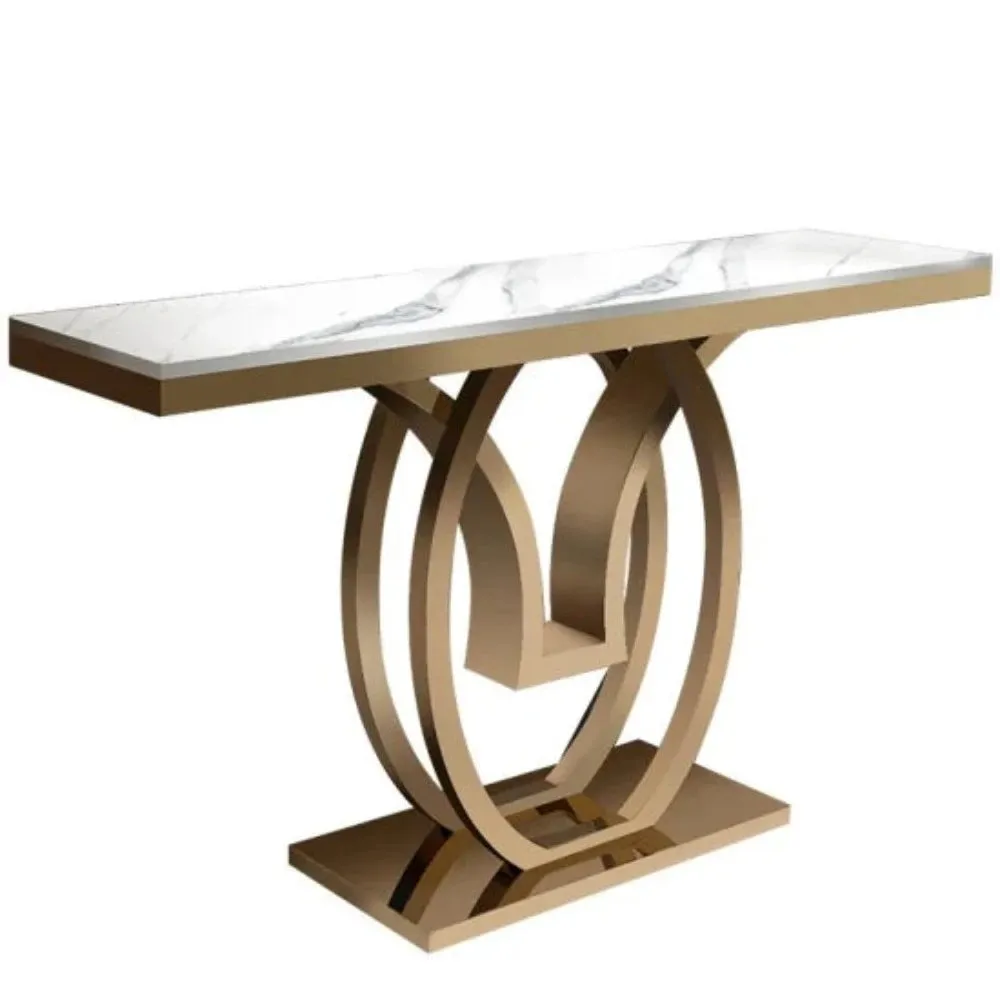 Oval Golden Console Table - Stainless Steel