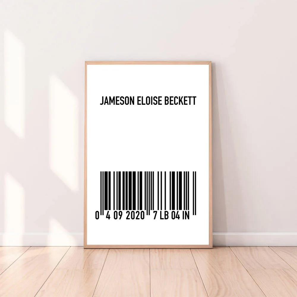 Personalized "Custom Name" Barcode Wall Art