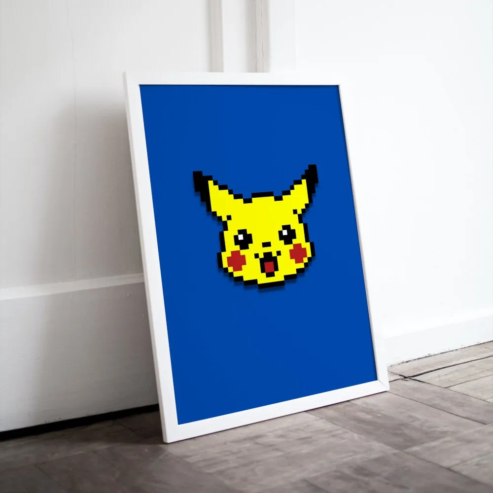 Pikachu Poster PRINTABLE WALL ART, Gaming Poster, Retro Game Poster, Pokémon Printable, Pokémon Go, Pikachu, Pokémon Figure, Pixel Art Print, Alternative Wall Art