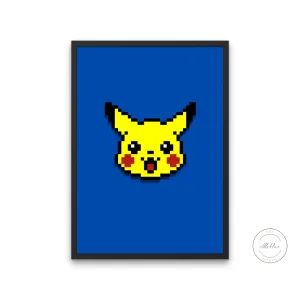 Pikachu Poster PRINTABLE WALL ART, Gaming Poster, Retro Game Poster, Pokémon Printable, Pokémon Go, Pikachu, Pokémon Figure, Pixel Art Print, Alternative Wall Art