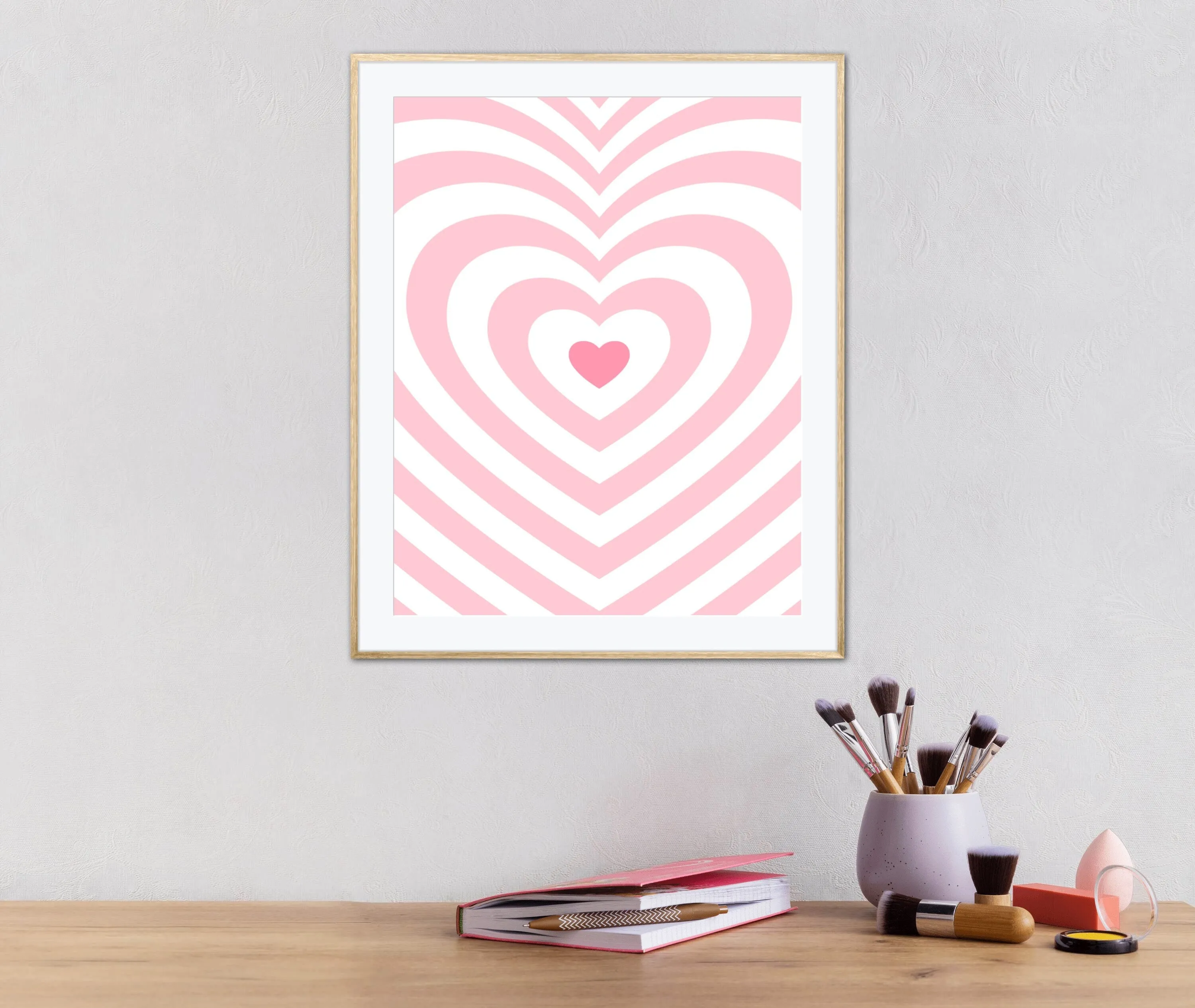 Pink Preppy Wall Art PRINTABLE WALL ART, Preppy Room Decor, Trippy Poster, Heart Print, Y2K Poster, Groovy Decor, Trippy Art, Preppy Art