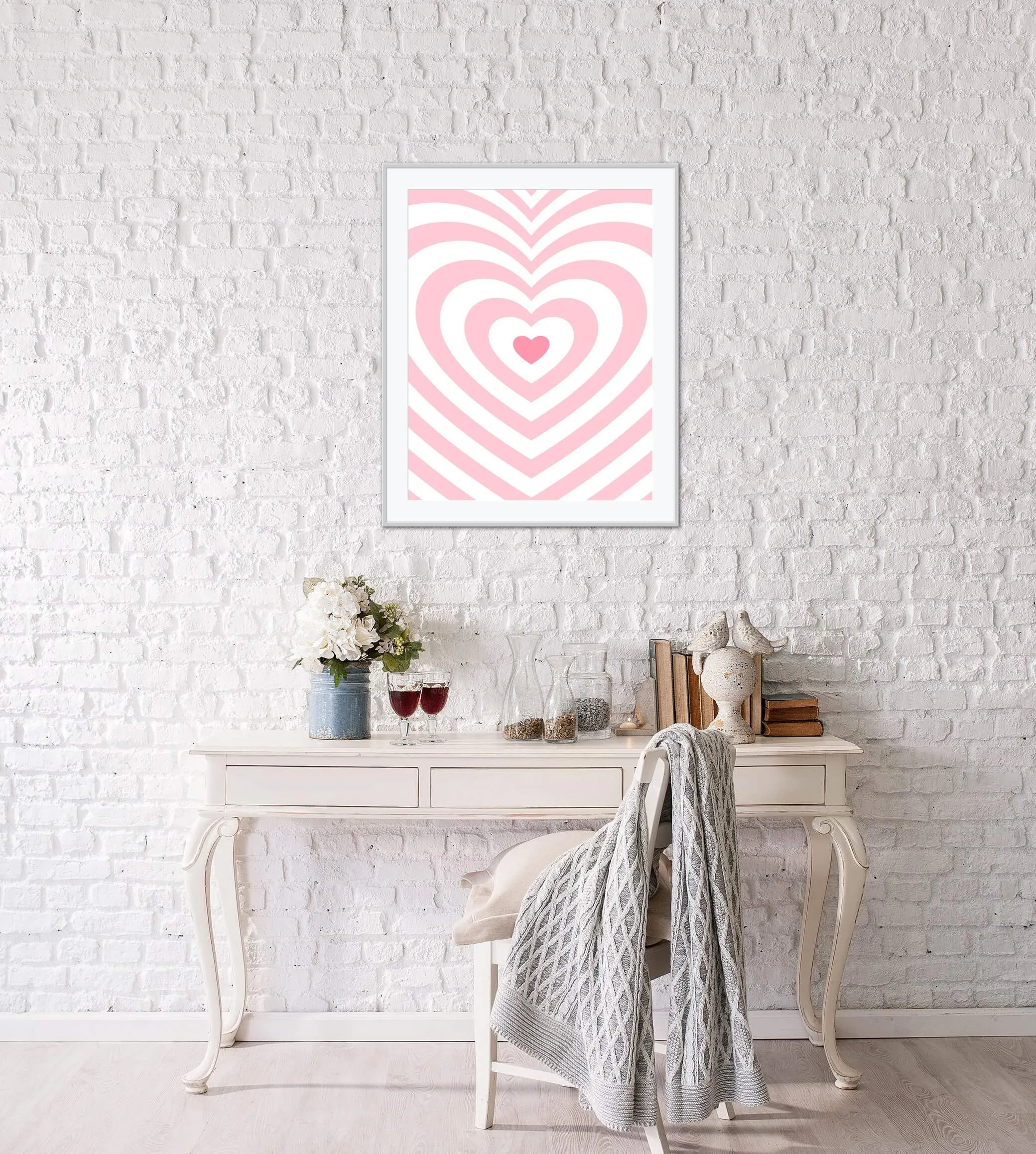 Pink Preppy Wall Art PRINTABLE WALL ART, Preppy Room Decor, Trippy Poster, Heart Print, Y2K Poster, Groovy Decor, Trippy Art, Preppy Art